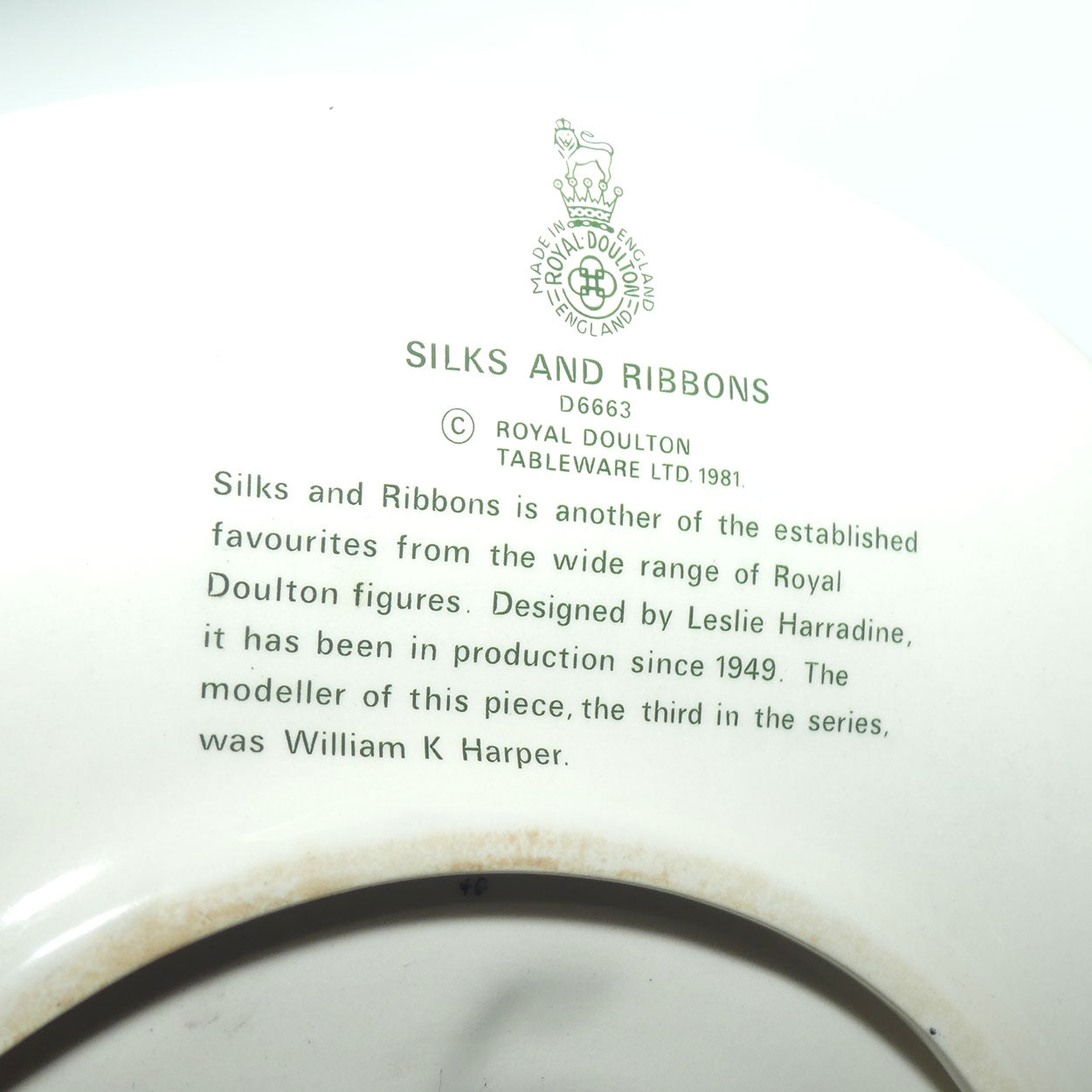 Royal Doulton Silks and Ribbons plate D6663 | designed to accompany HN2017 Royal Doulton figure Silks and Ribbons