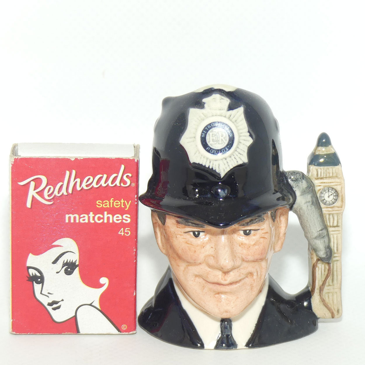 D6763 Royal Doulton miniature character jug London Bobby | Embossed Badge