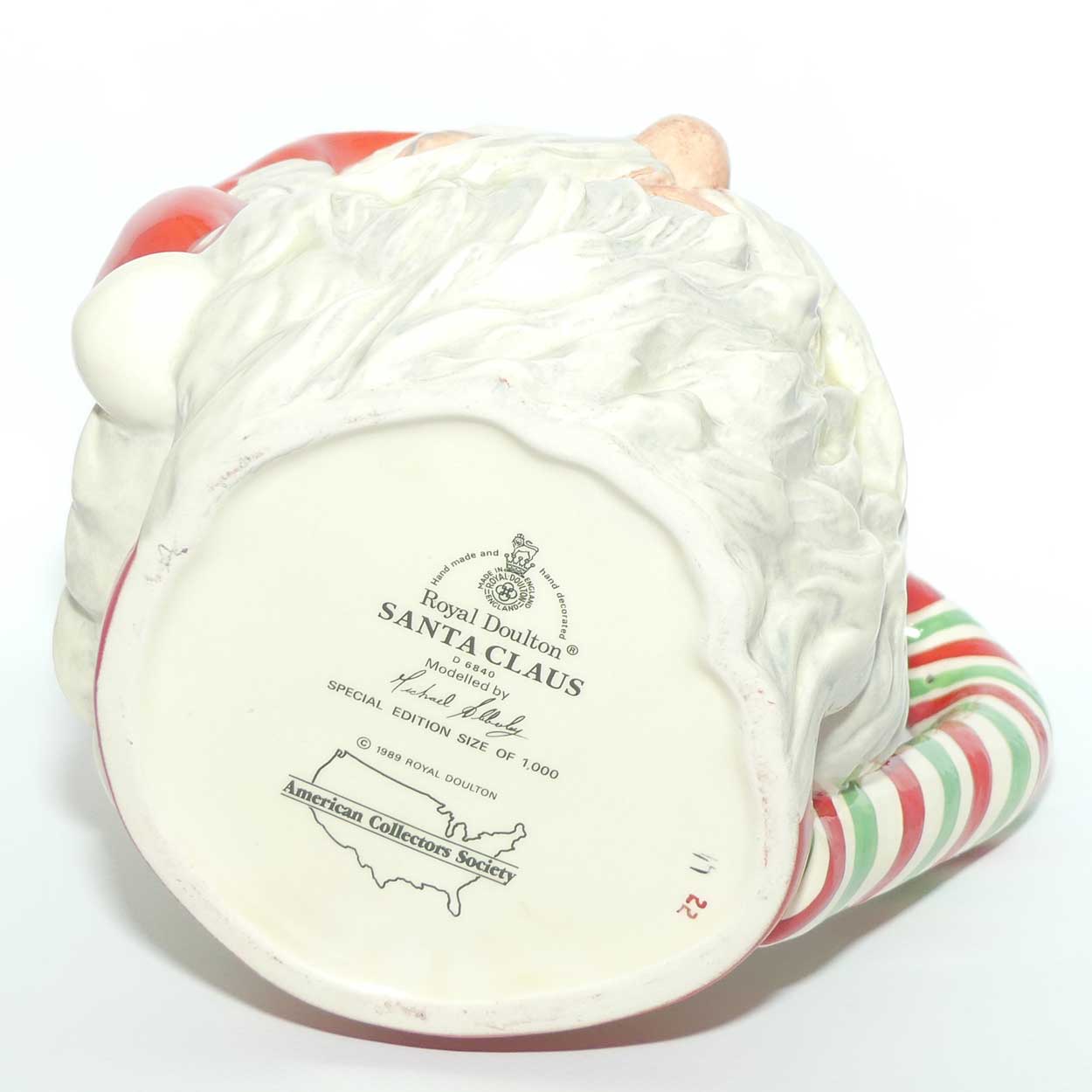 D6840 Royal Doulton large character jug Santa | Candy Cane Handle