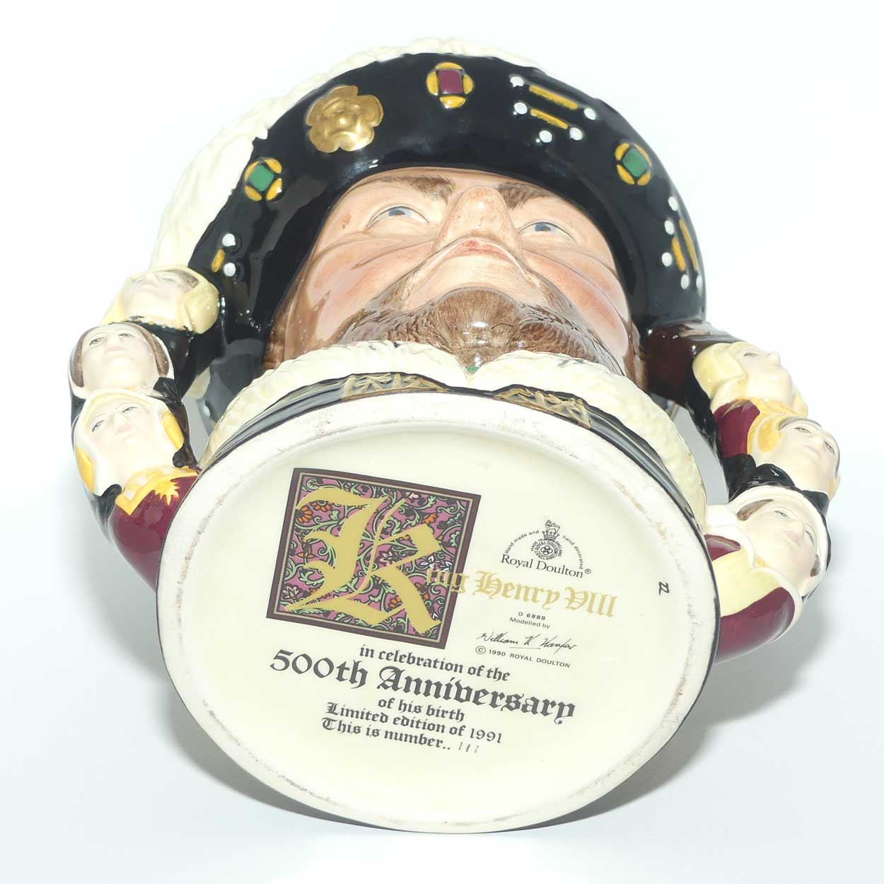 D6888 Royal Doulton large double handle character jug King Henry VIII | LE 111/1991