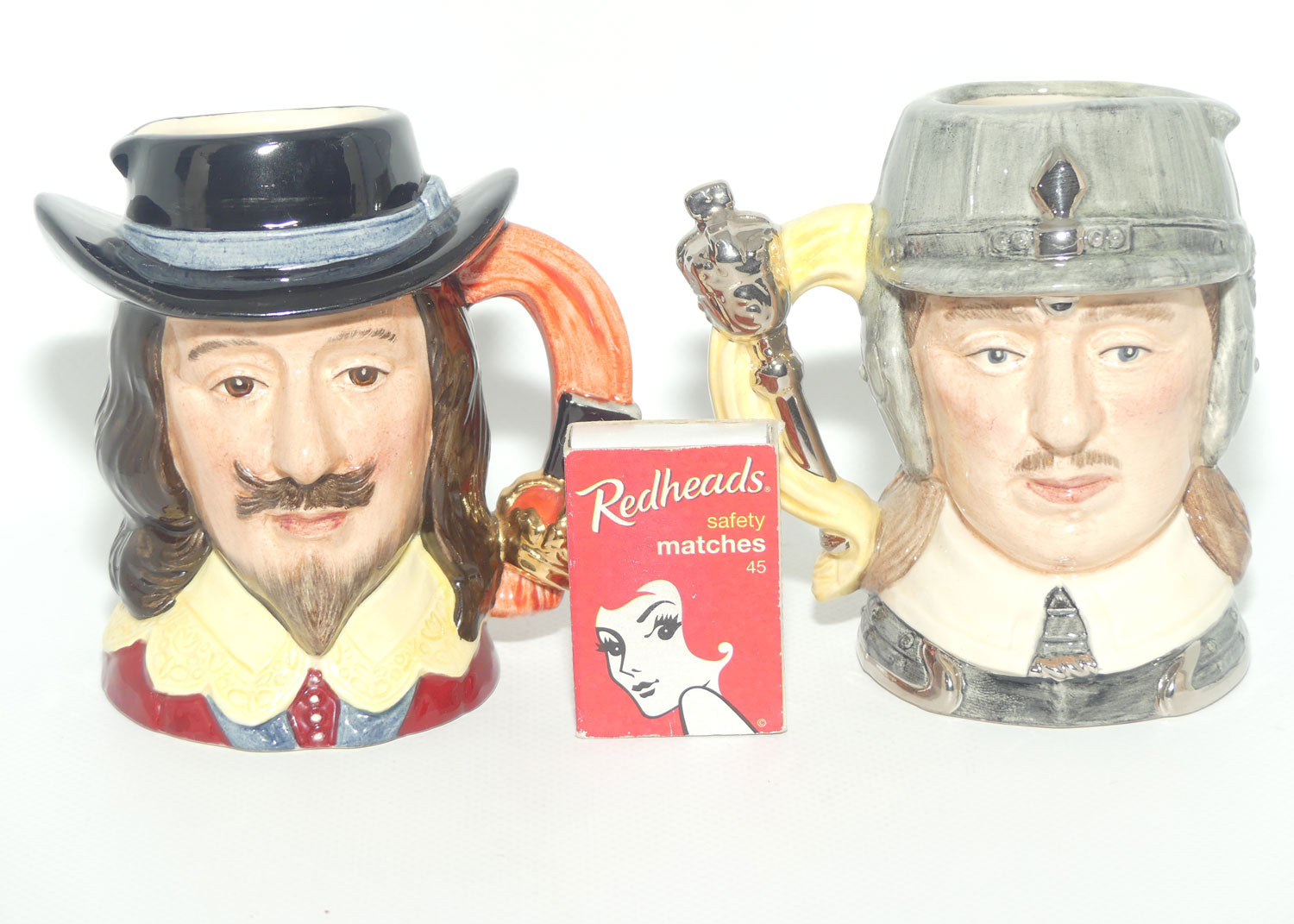 D6985 - D6986 Royal Doulton small character jug set | King Charles I | Oliver Cromwell | #546