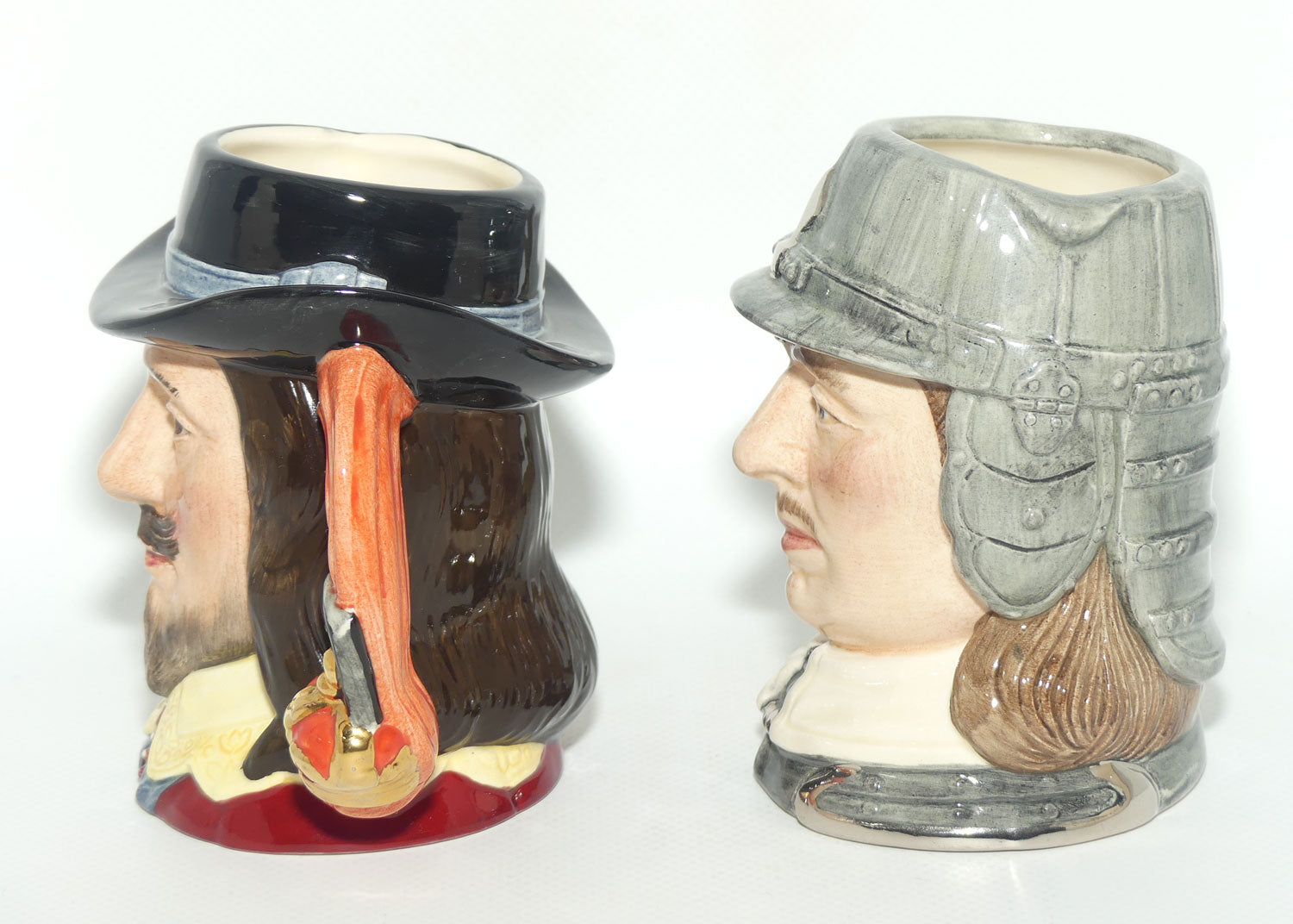 D6985 - D6986 Royal Doulton small character jug set | King Charles I | Oliver Cromwell | #546