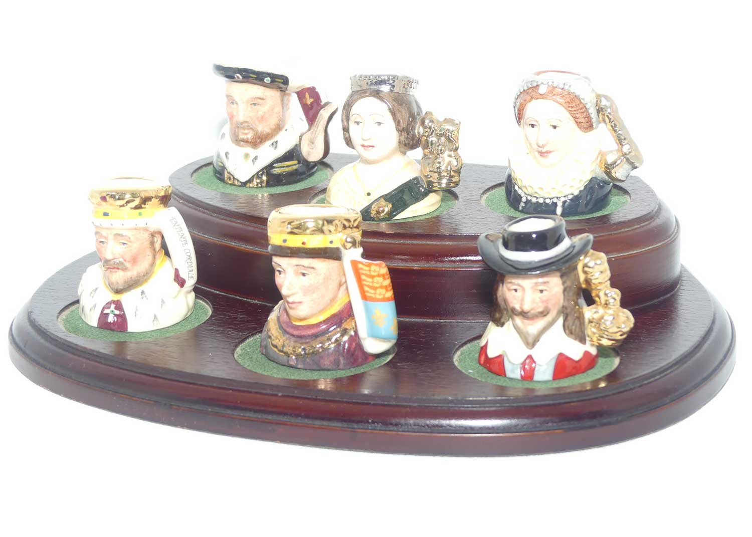 D6990 - D6995 Royal Doulton tiny character jug set | Kings and Queens of the Realm | LE 123/2500