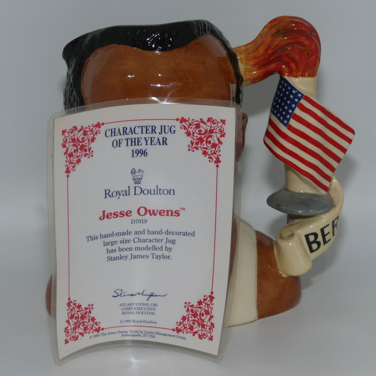 D7019 Royal Doulton large character jug Jesse Owens | 1996 CJY | + Cert