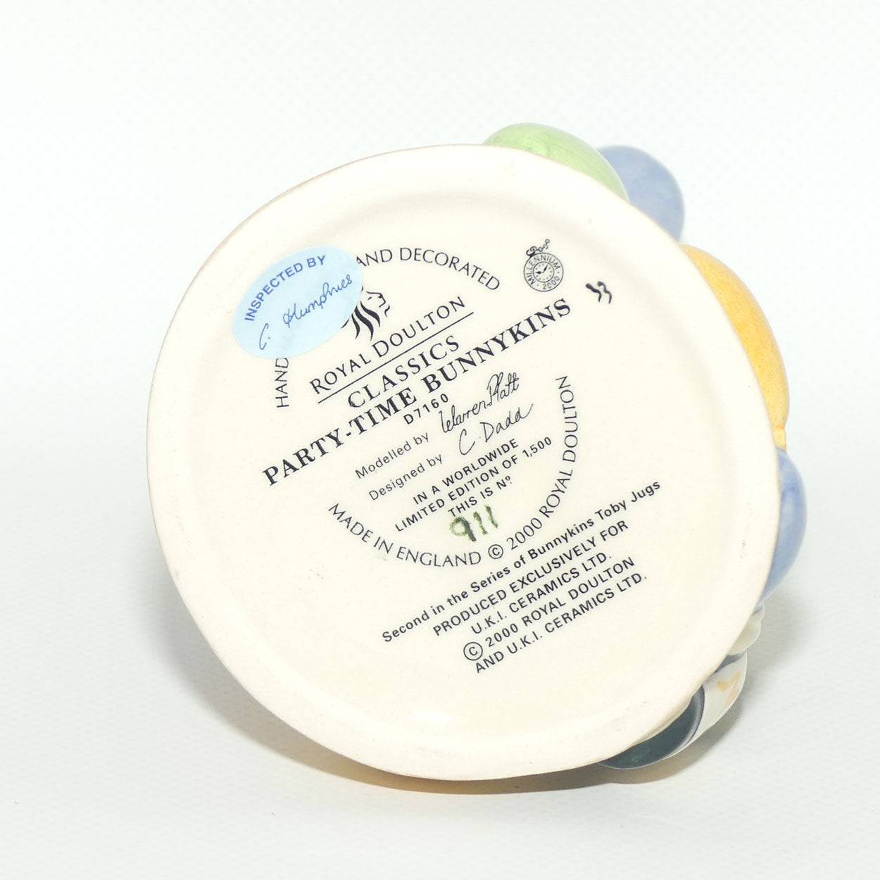 D7160 Royal Doulton Bunnykins Party Time Toby Jug | LE 1500 | Box + Cert