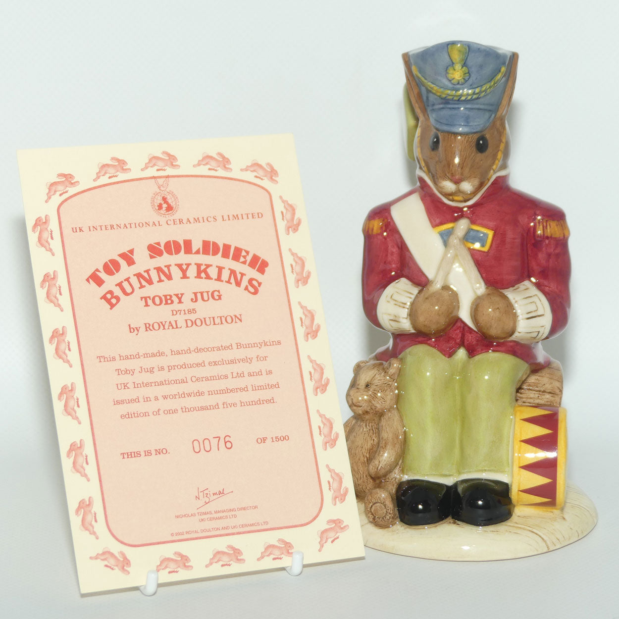 D7185 Royal Doulton Bunnykins Toy Soldier Toby Jug | LE 1500 + Cert | boxed