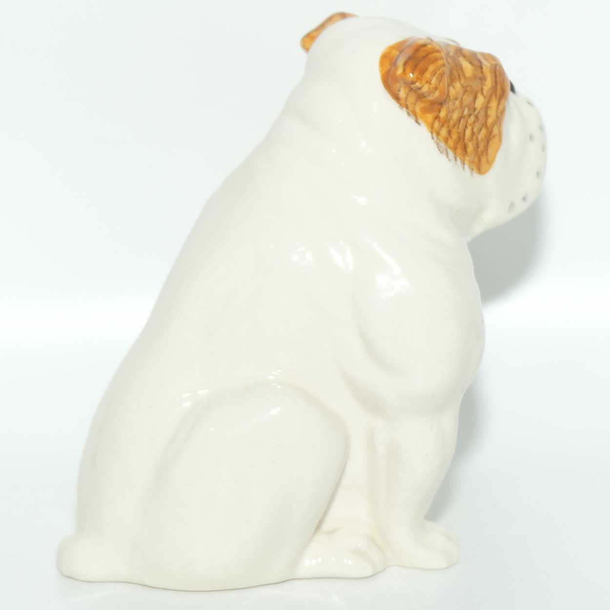 DA222 Royal Doulton Bulldog | Seated | White with Tan