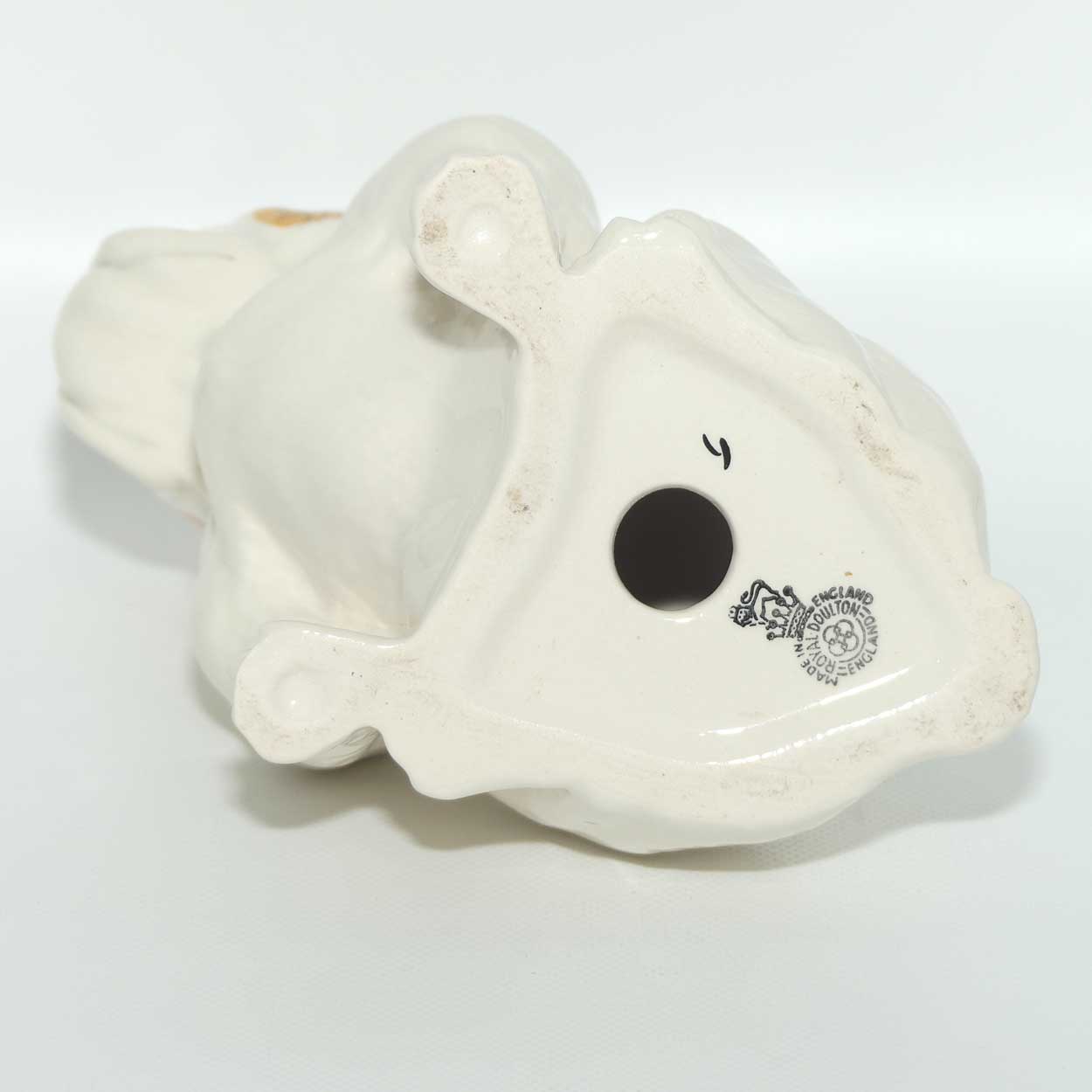 DA222 Royal Doulton Bulldog | Seated | White with Tan