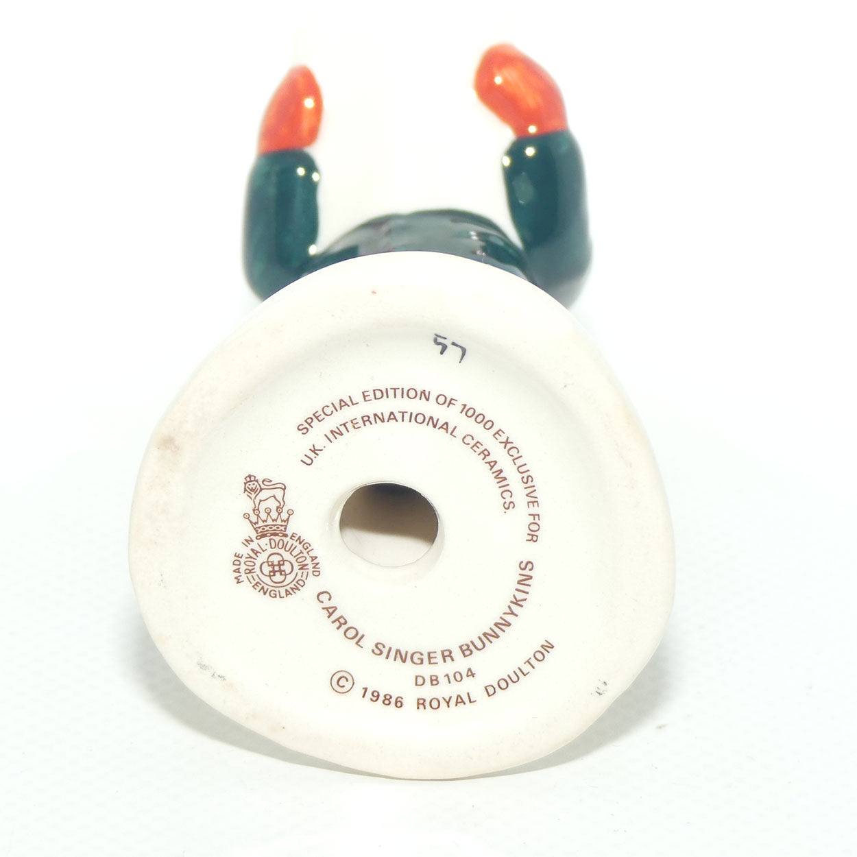 DB104 Royal Doulton Bunnykins Carol Singer | UK Backstamp