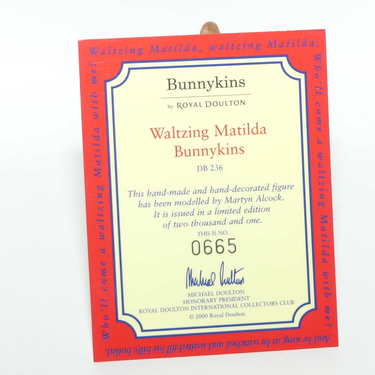 DB236 Royal Doulton Bunnykins Waltzing Matilda | LE 0665/2500 | box + Cert