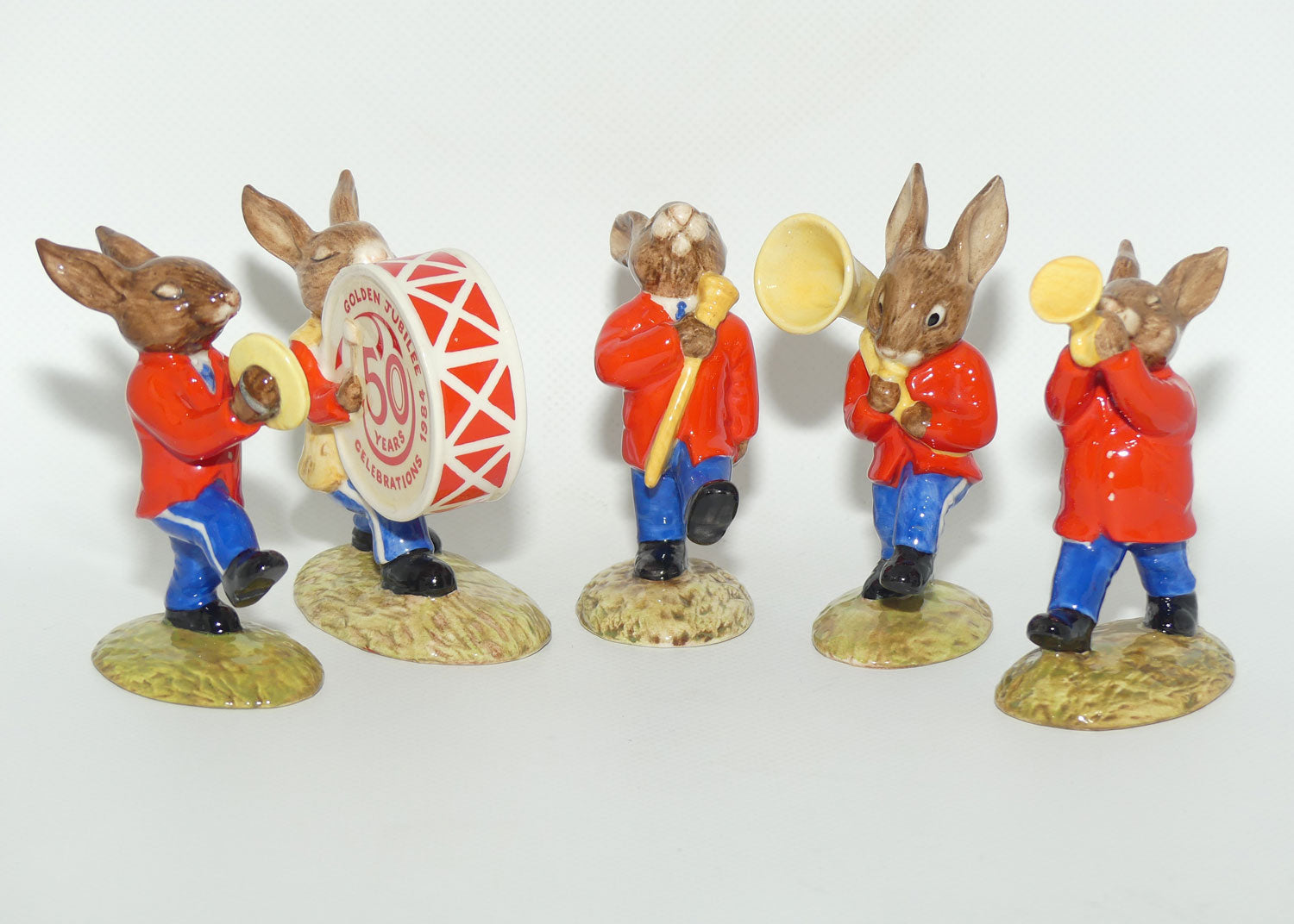 DB023-DB027 Royal Doulton Bunnykins Red Oompah Band Jubilee set