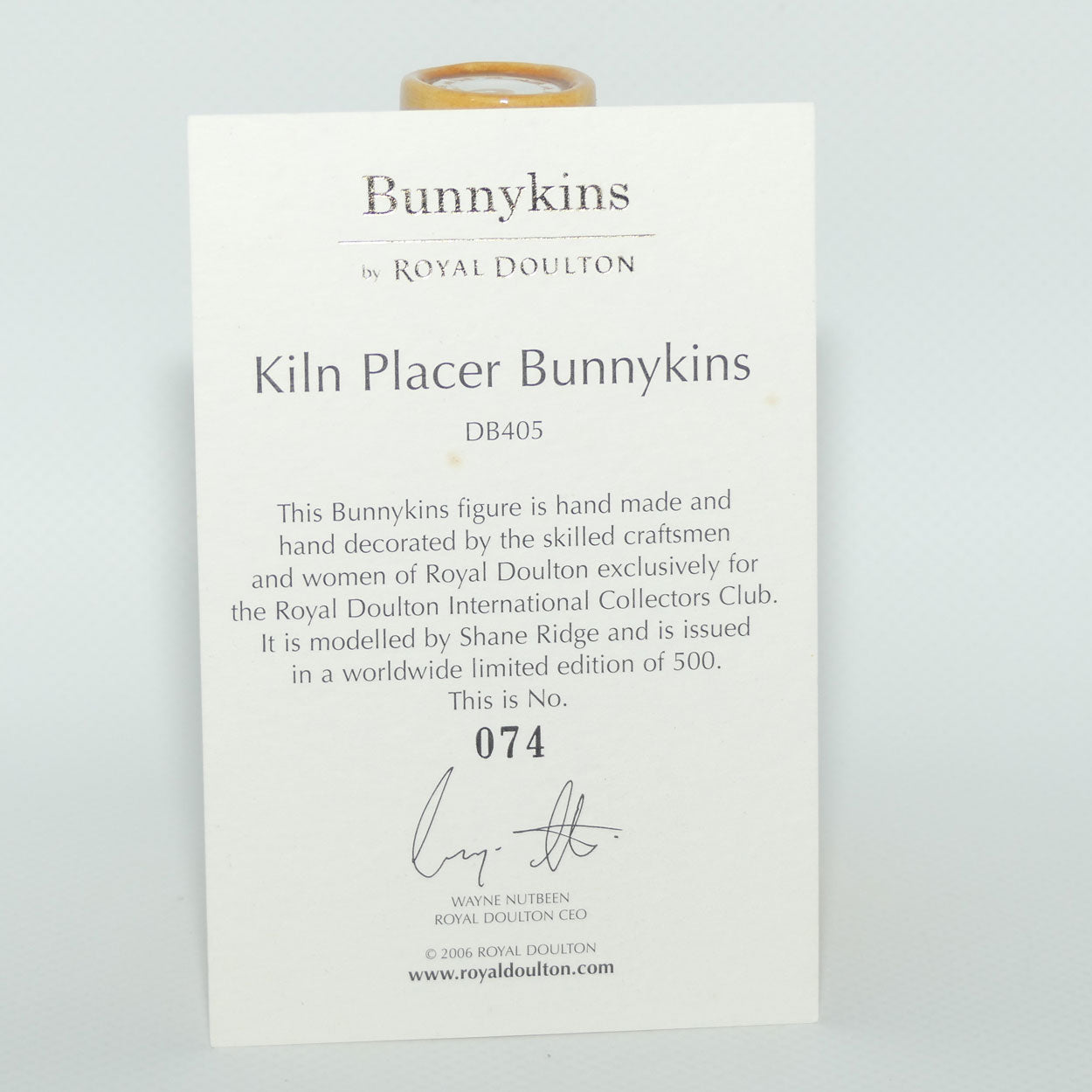 DB405 Royal Doulton Bunnykins Kiln Placer | LE74/500 | box + Cert