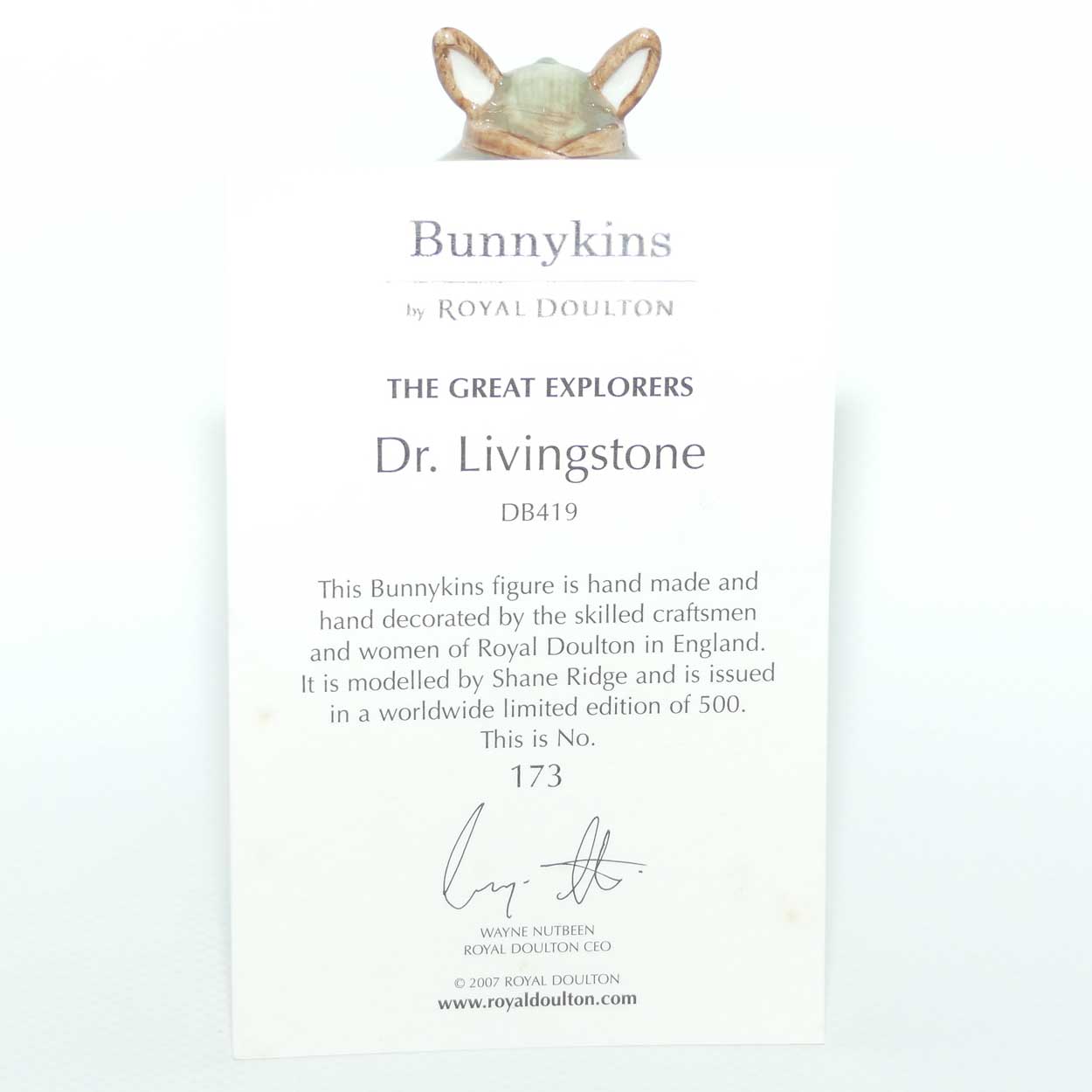 DB419 Royal Doulton Bunnykins Dr David Livingstone | Explorers | LE 173/500