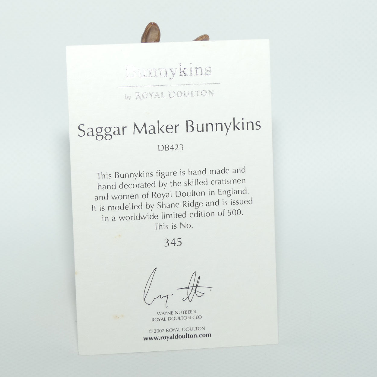 DB423 Royal Doulton Bunnykins Saggar Maker | LE345/500 | box + Cert