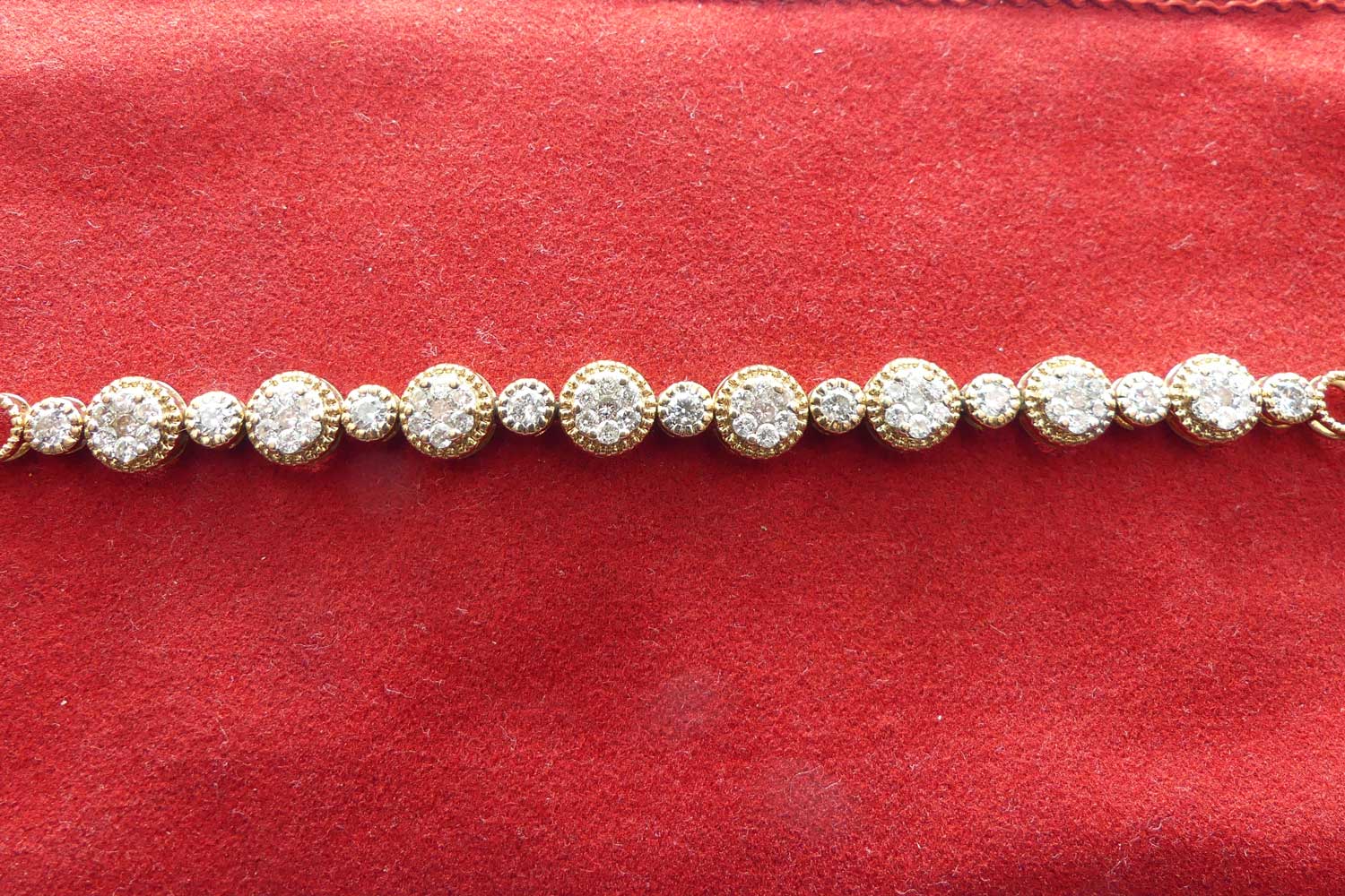 9ct Yellow Gold 65 stone Diamond Tennis bracelet | Total Diamond Weight 1ct