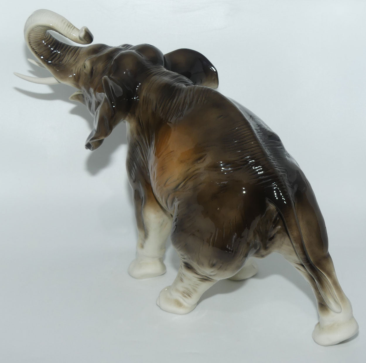 Royal Dux figure of Elephant | Trunk in Salute | Large