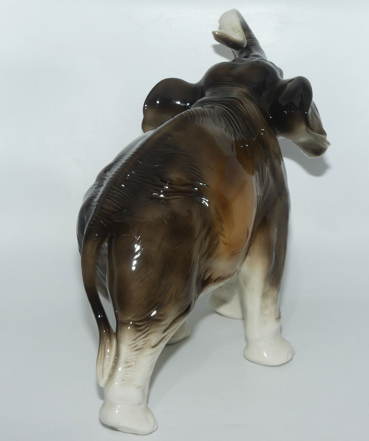 Royal Dux figure of Elephant | Trunk in Salute | Large