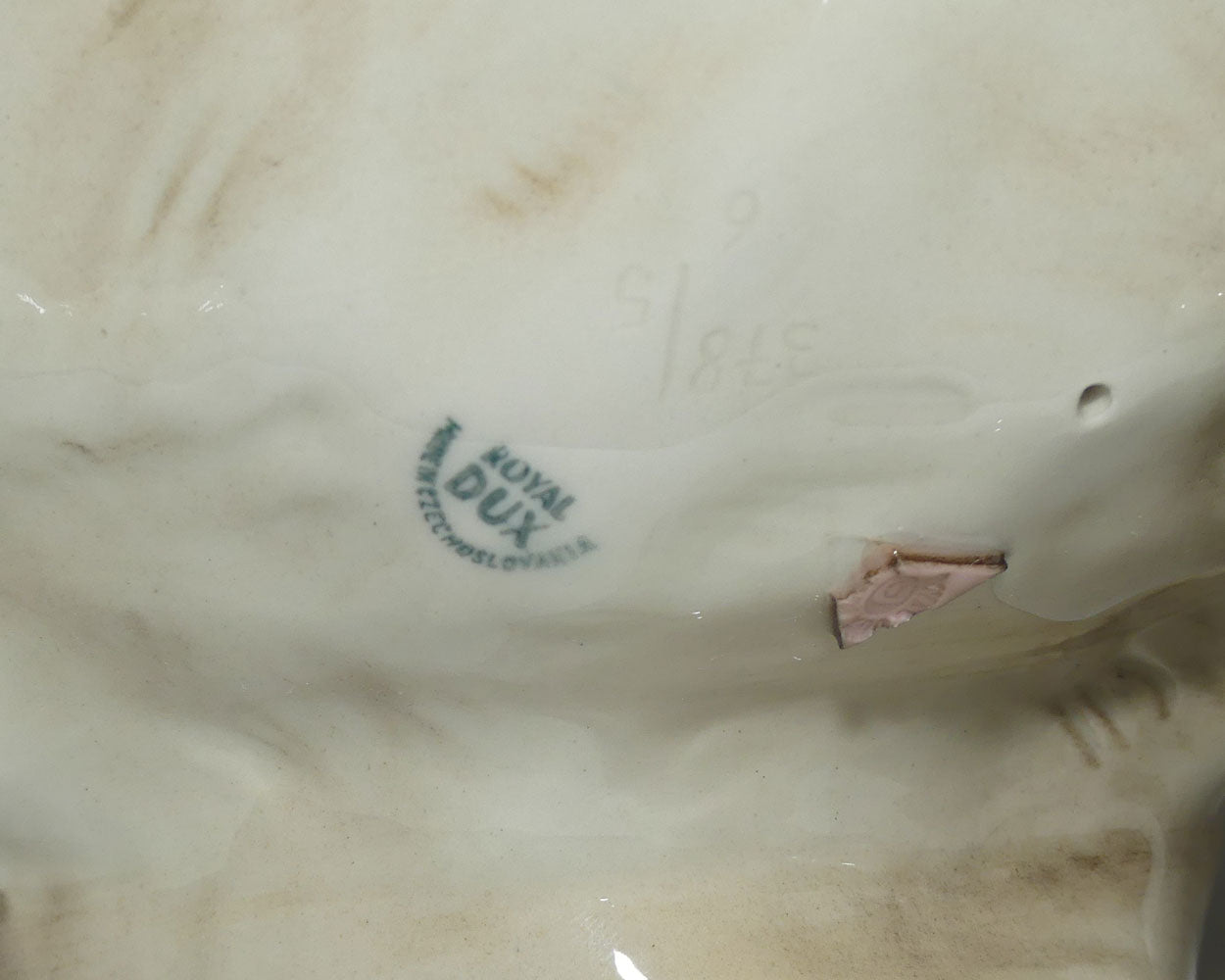 Royal Dux figure of Elephant | Trunk in Salute | Large