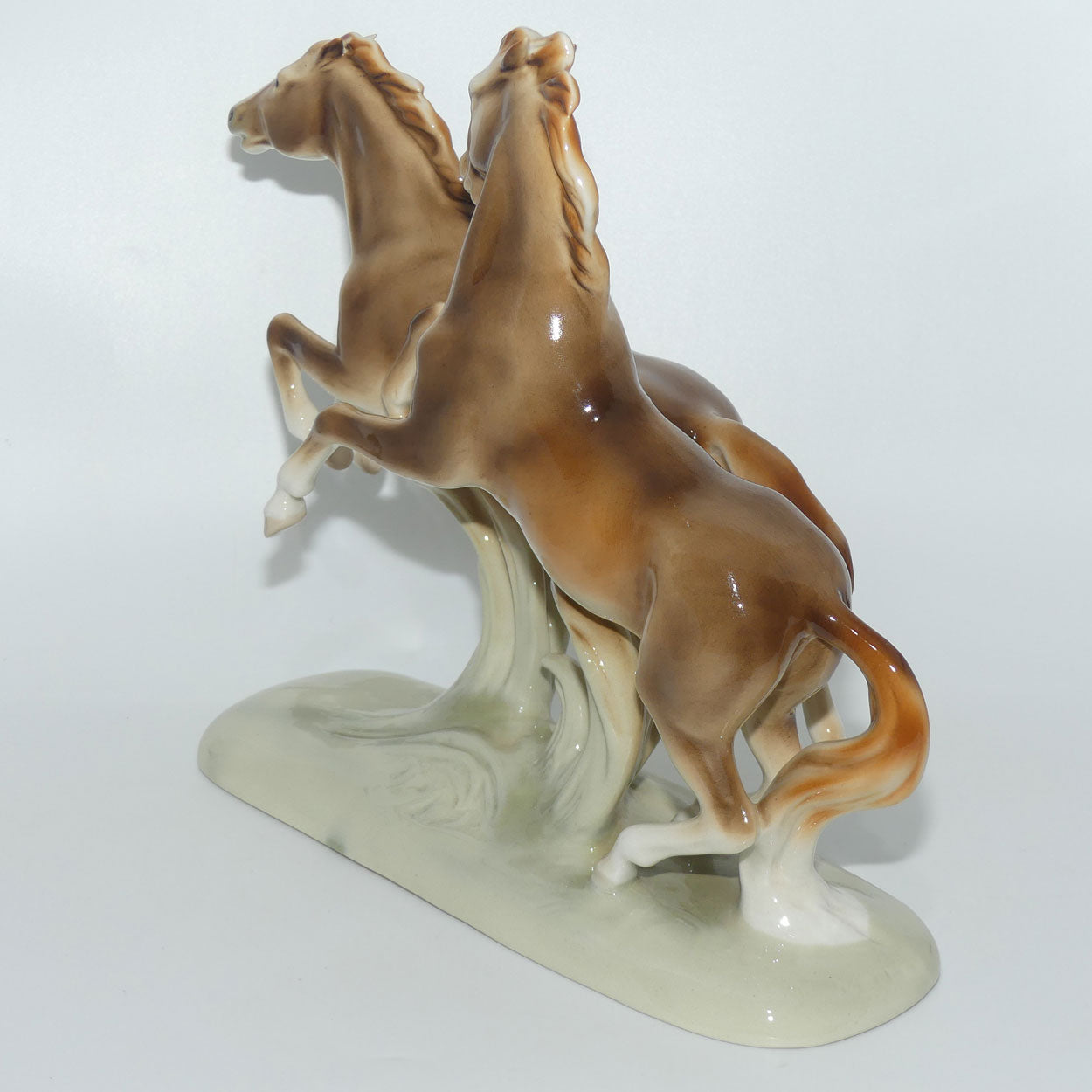 Royal Dux figure group of Rampant Horses