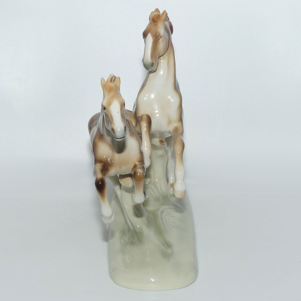 Royal Dux figure group of Rampant Horses