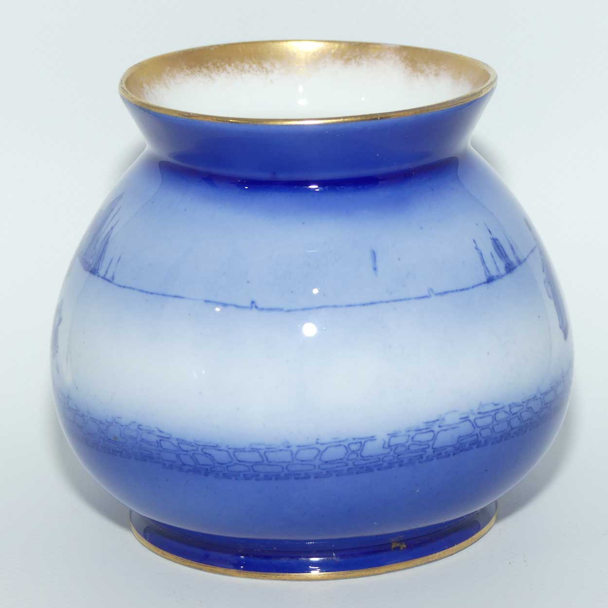 Royal Doulton Blue Dutch D squat bulbous vase E2746 | Superb Blue and White