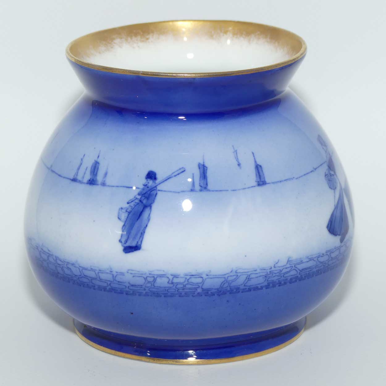 Royal Doulton Blue Dutch D squat bulbous vase E2746 | Superb Blue and White