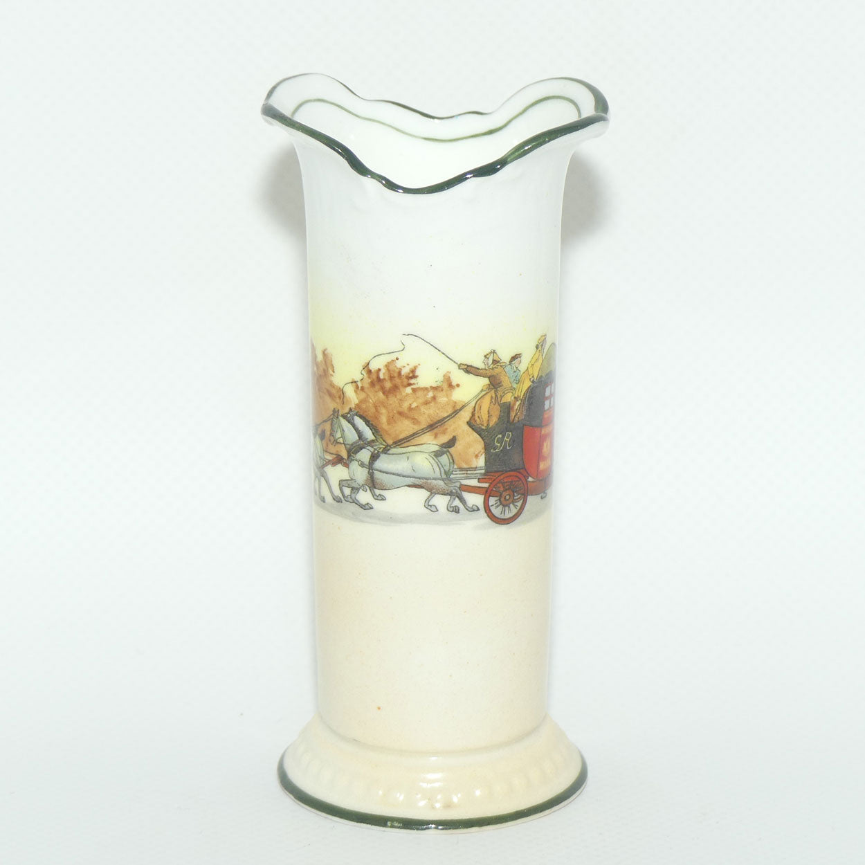 Royal Doulton Coaching Days | White Ground miniature flared rim vase E3804