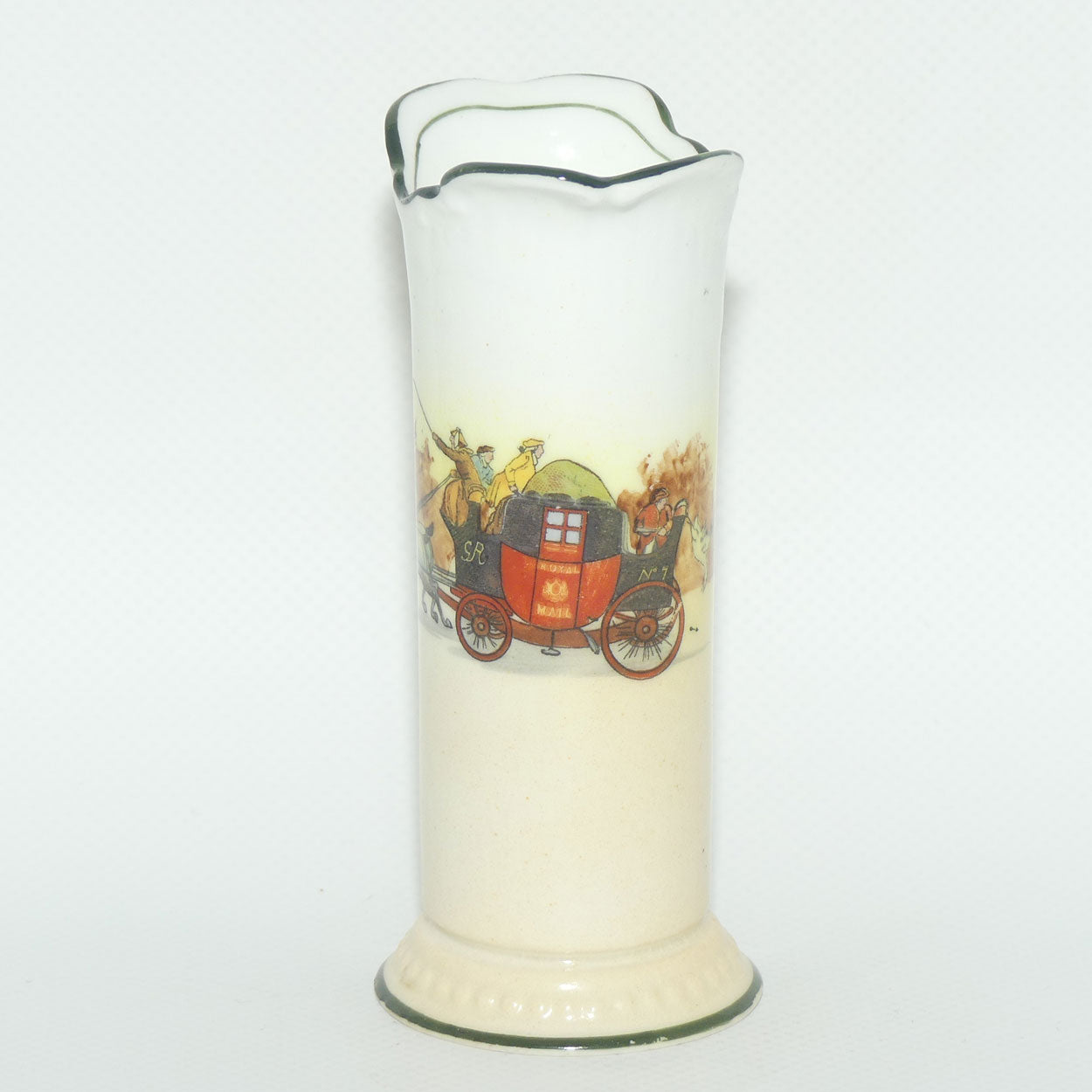 Royal Doulton Coaching Days | White Ground miniature flared rim vase E3804