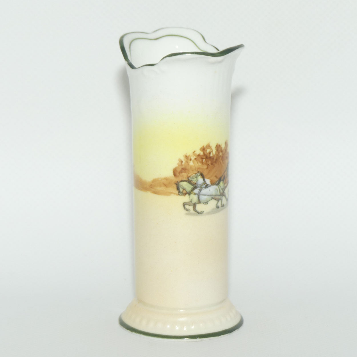 Royal Doulton Coaching Days | White Ground miniature flared rim vase E3804