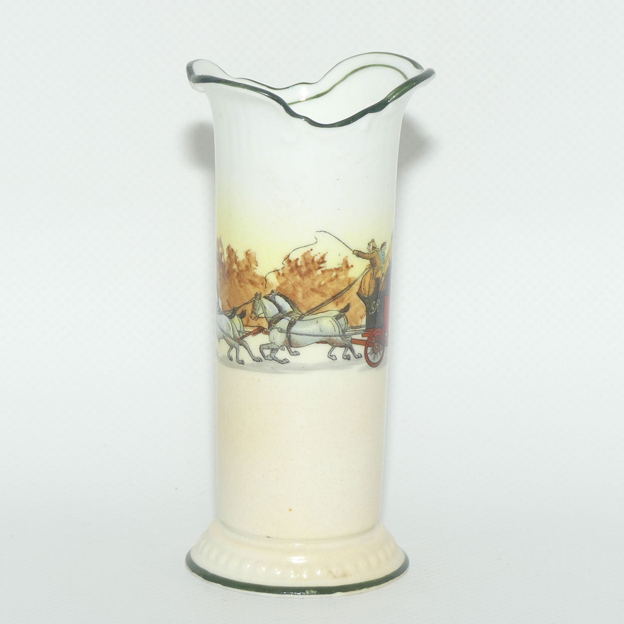 Royal Doulton Coaching Days | White Ground miniature flared rim vase E3804
