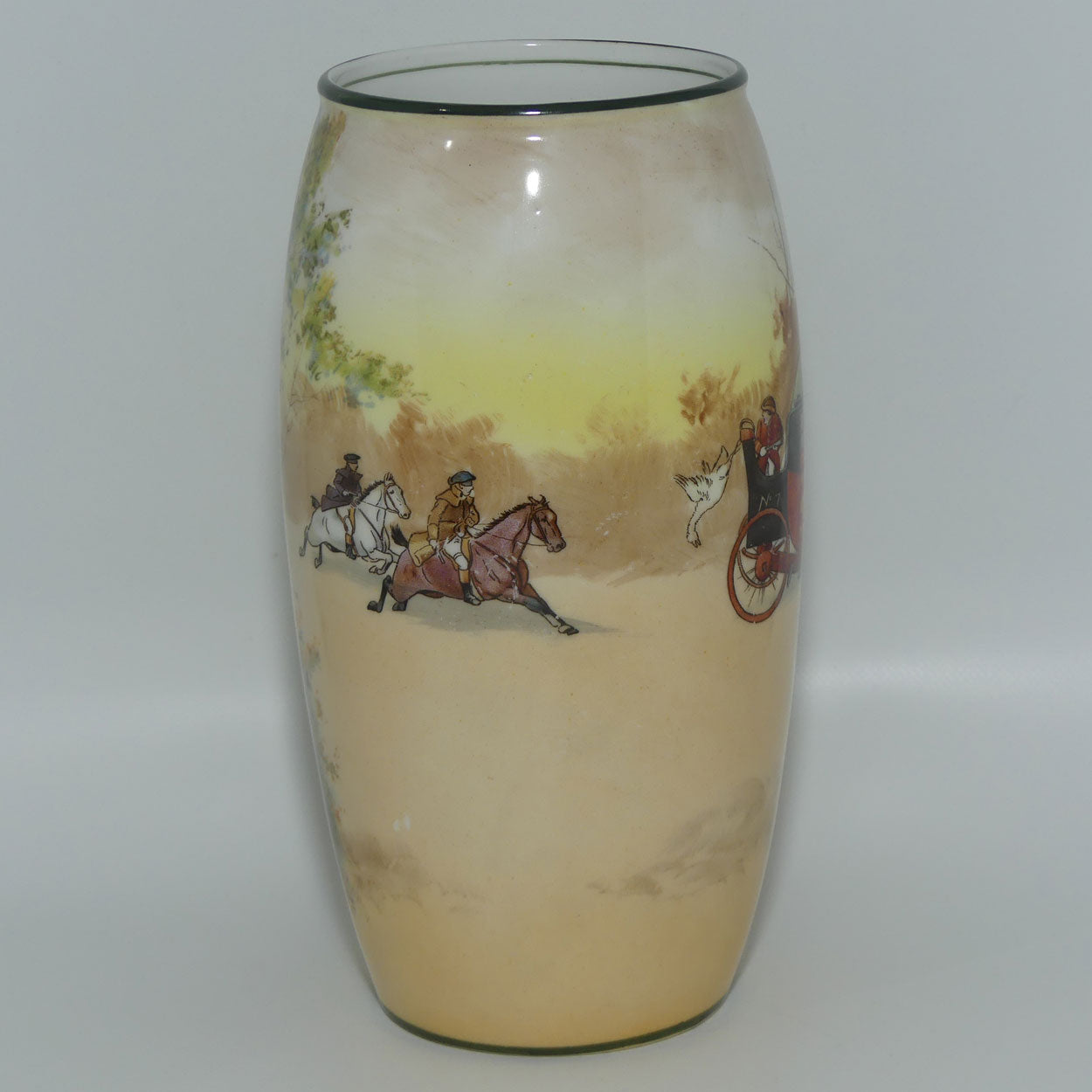 Royal Doulton Coaching Days large cylinder vase E3804 | Red Backstamp