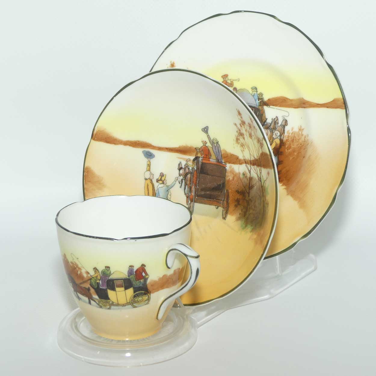 Royal Doulton Coaching Days Cecil shape trio E3804 | Fancy Edge | Taller cup