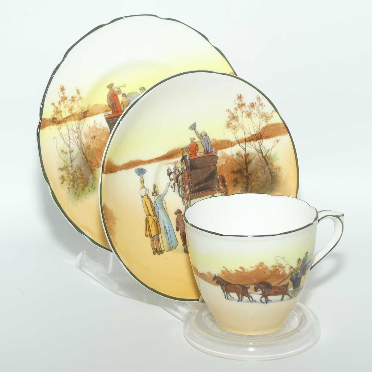 Royal Doulton Coaching Days Cecil shape trio E3804 | Fancy Edge | Taller cup