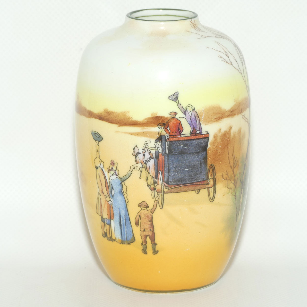 Royal Doulton Coaching Days smaller bulbous vase with narrow mouth E3804 #1