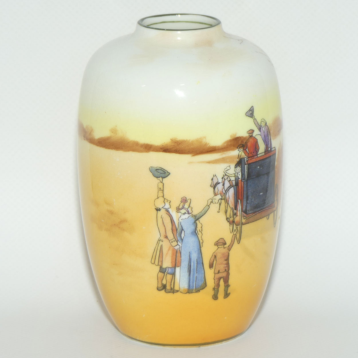 Royal Doulton Coaching Days smaller bulbous vase with narrow mouth E3804 #1