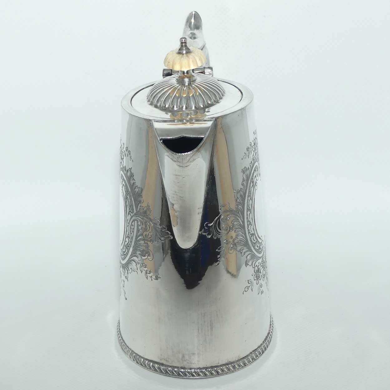 Nicely decorated EPBM hot water pot | Gadrooned Ivory Finial