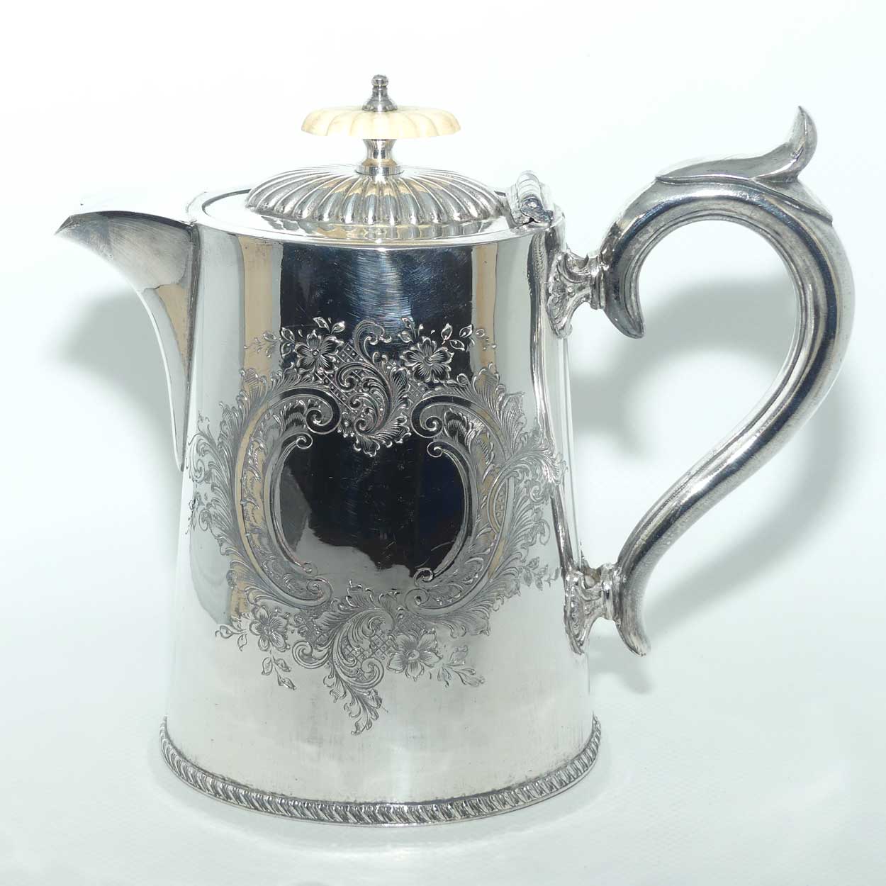 Nicely decorated EPBM hot water pot | Gadrooned Ivory Finial