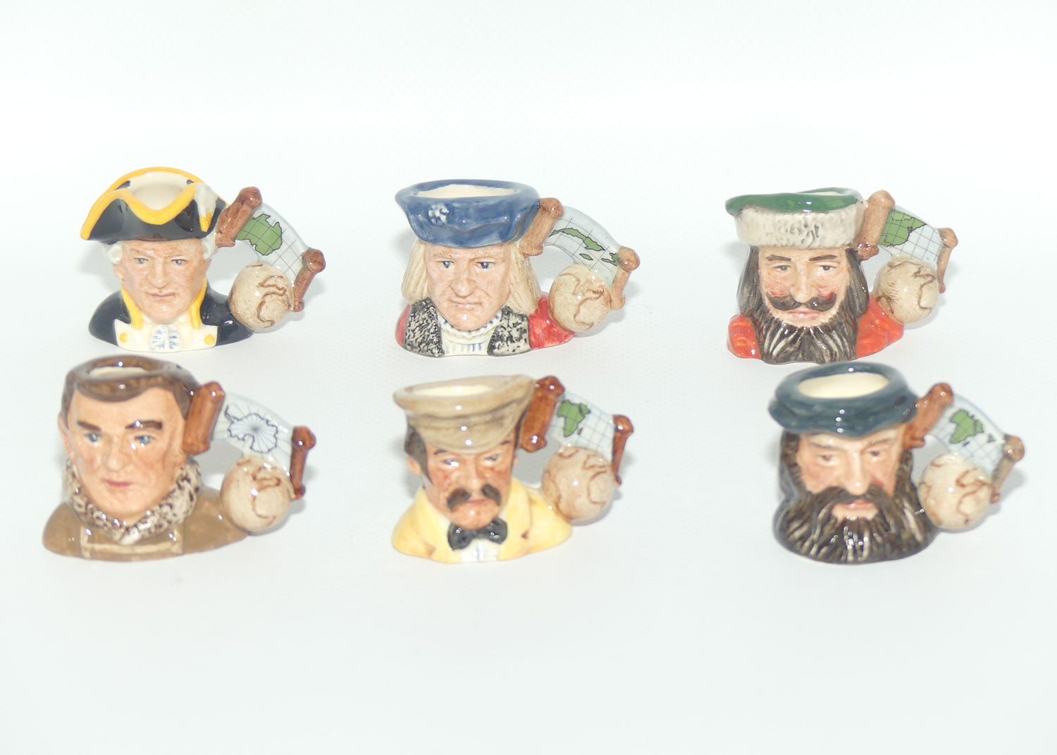 D7081 - D7086 Royal Doulton tiny character jug set | Explorers