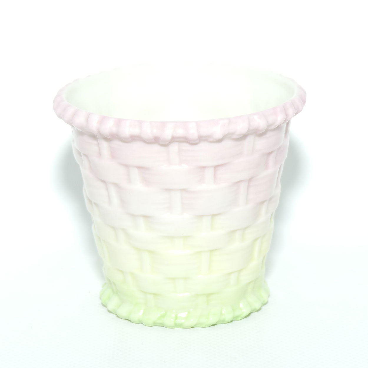 Royal Worcester Basket Weave mini planter G857 | Pink and Green | c.1906