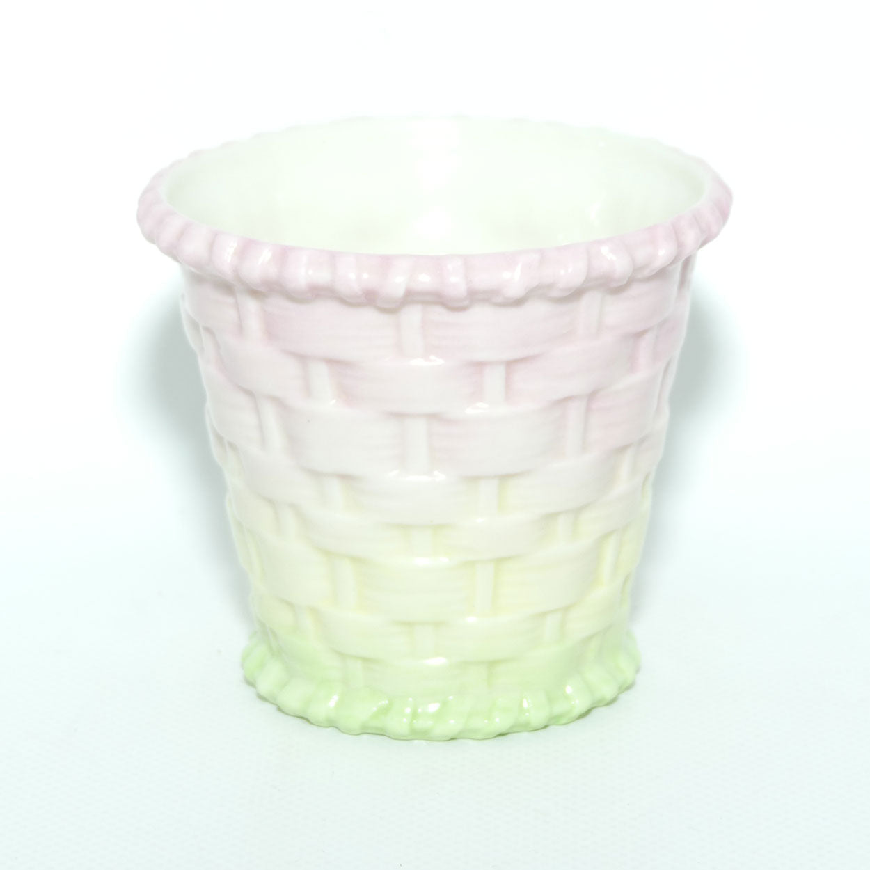 Royal Worcester Basket Weave mini planter G857 | Pink and Green | c.1906