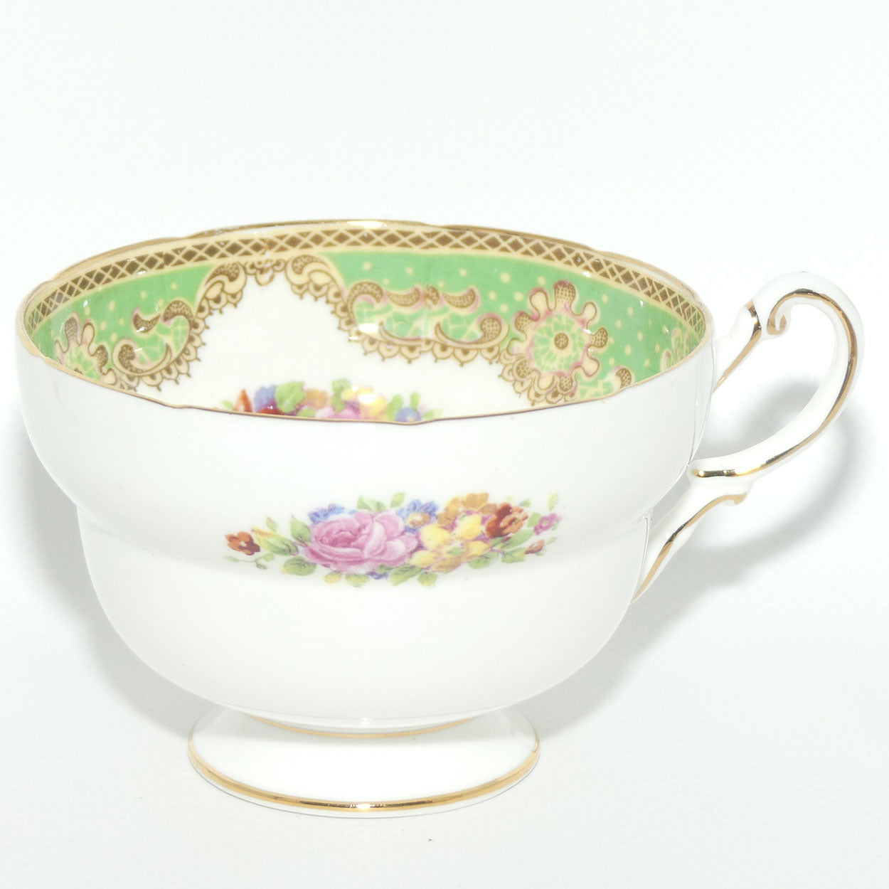 Paragon Bone China fine tea trio | Green Floral pattern