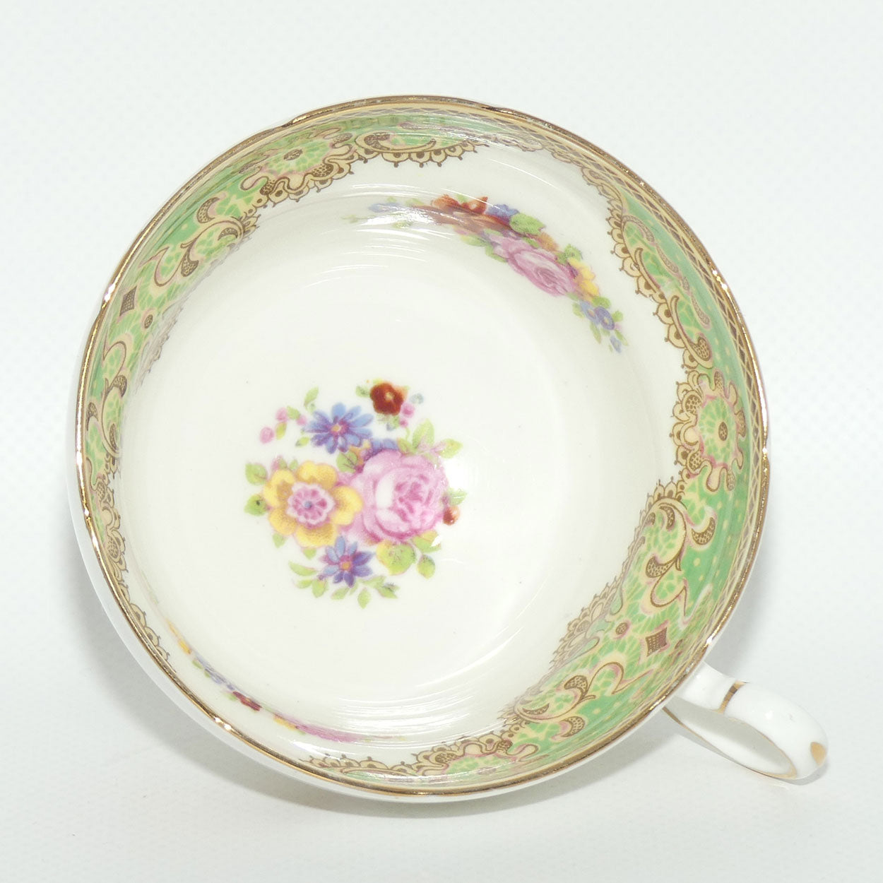 Paragon Bone China fine tea trio | Green Floral pattern