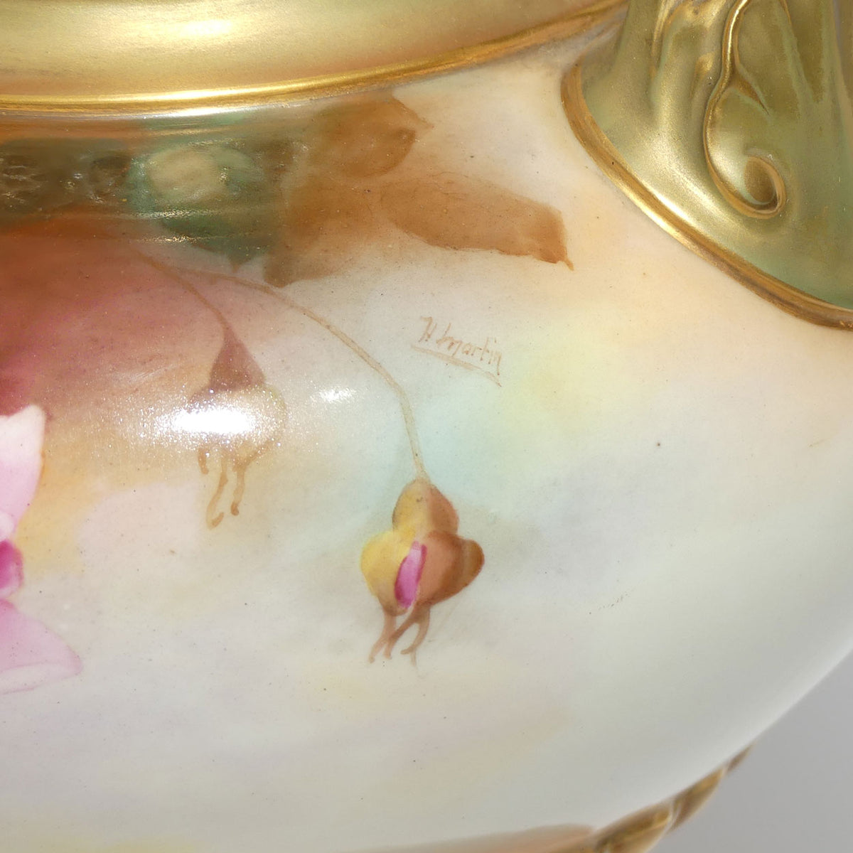 Royal Worcester hand painted Hadley Roses Twin Handle Jardiniere with pierced gallery | Harry Martin