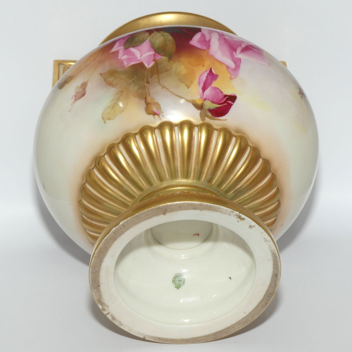 Royal Worcester hand painted Hadley Roses Twin Handle Jardiniere with pierced gallery | Harry Martin