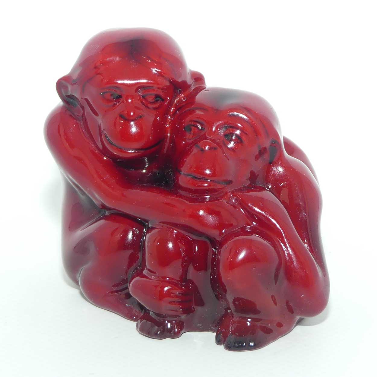 HN254 Royal Doulton Flambe figure Monkeys | Mother and Baby | early 3 line backstamp