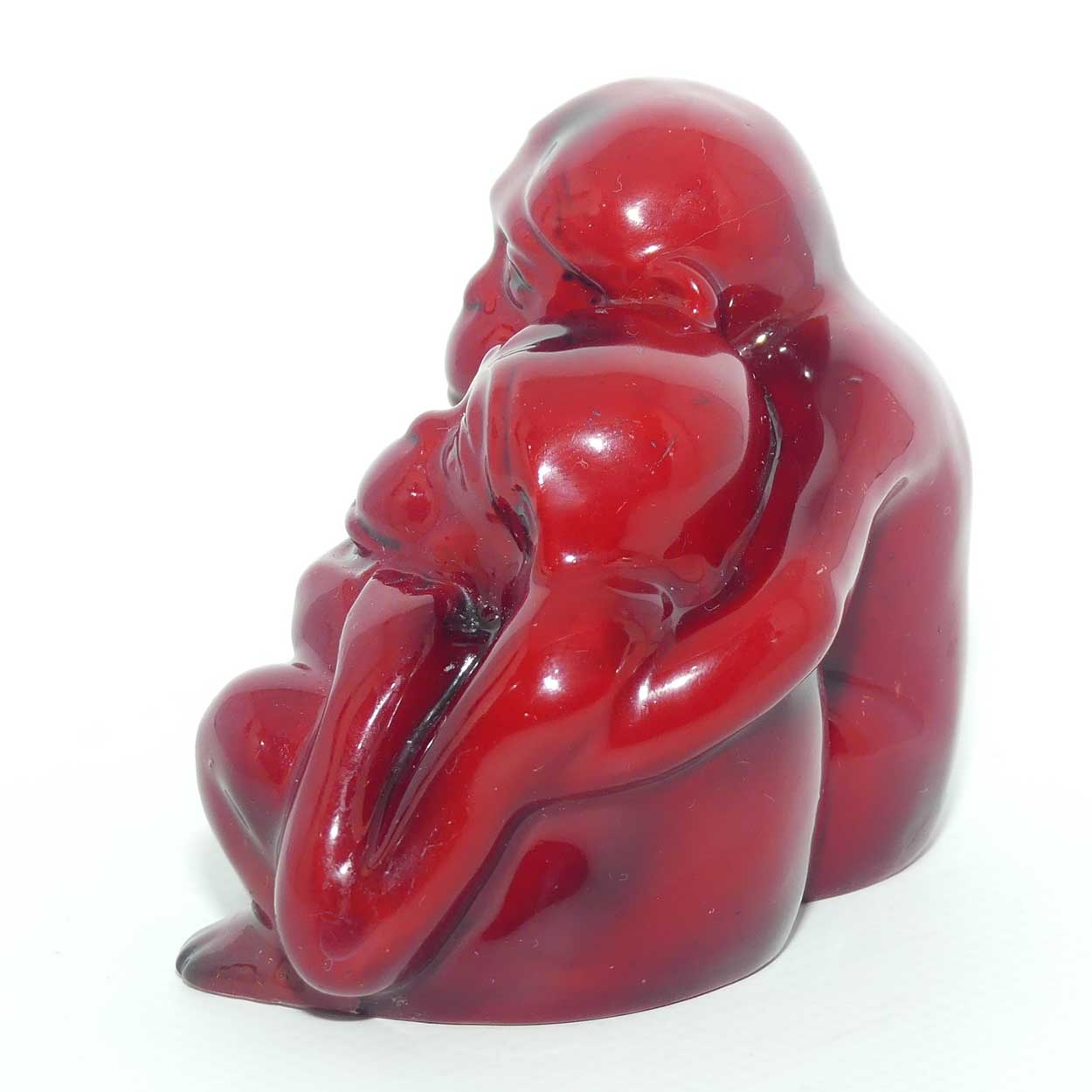 HN254 Royal Doulton Flambe figure Monkeys | Mother and Baby | early 3 line backstamp