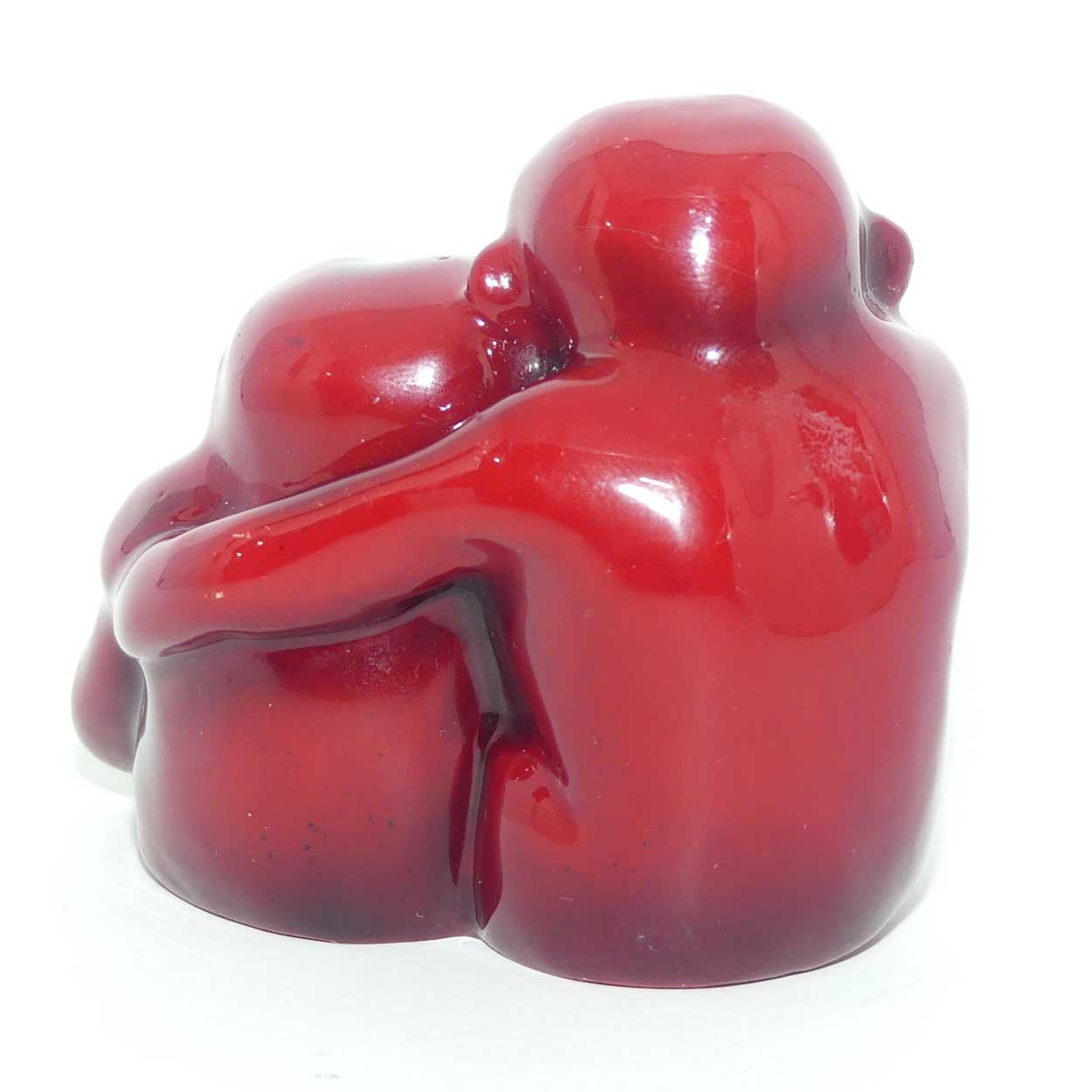 HN254 Royal Doulton Flambe figure Monkeys | Mother and Baby | early 3 line backstamp