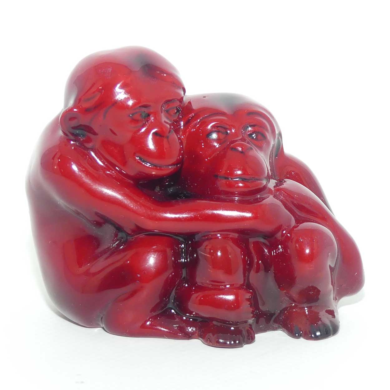 HN254 Royal Doulton Flambe figure Monkeys | Mother and Baby | early 3 line backstamp