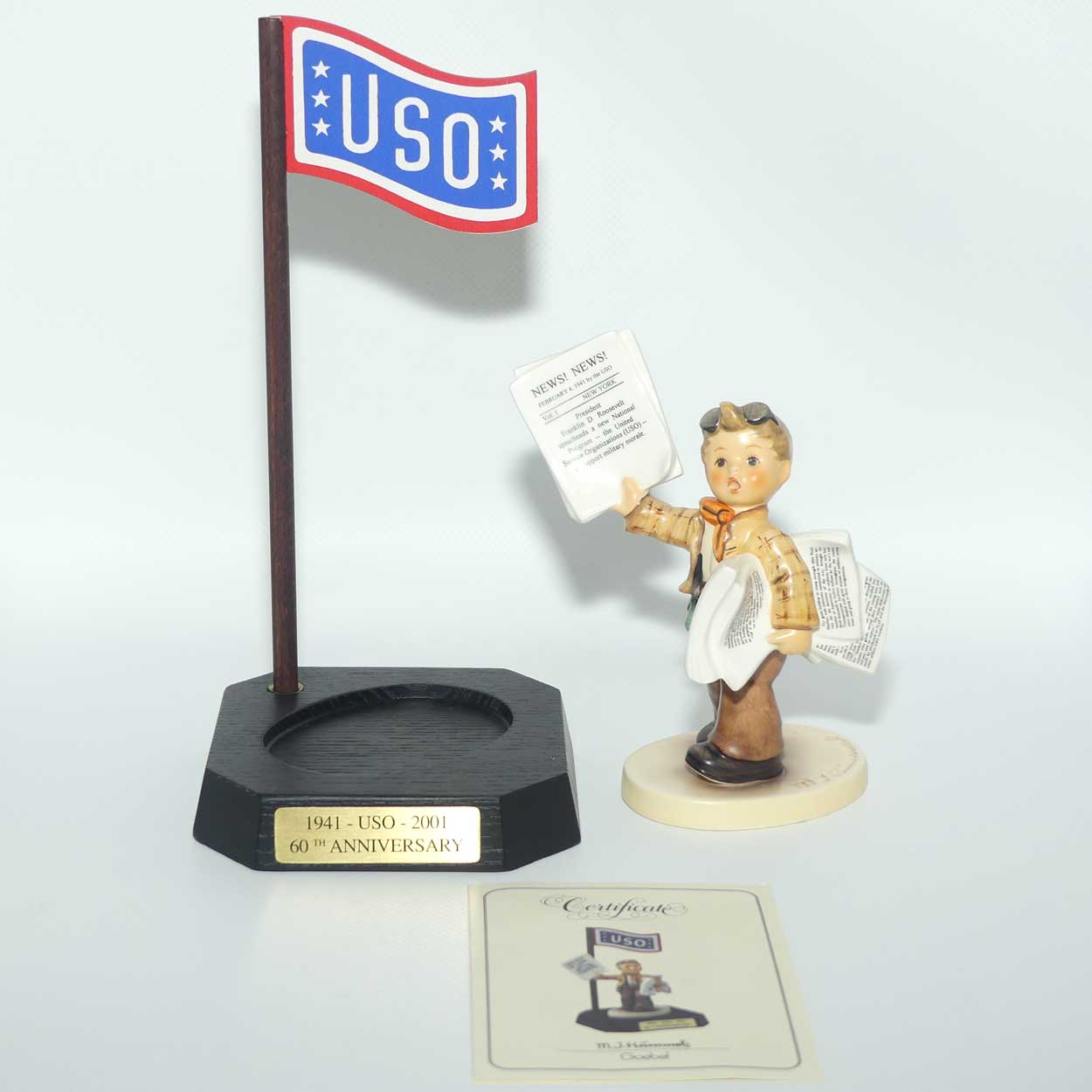 HUM2113 MI Hummel figure Extra, Extra | 1941 - 2001 USO Special Edition | We Deliver America | Boxed