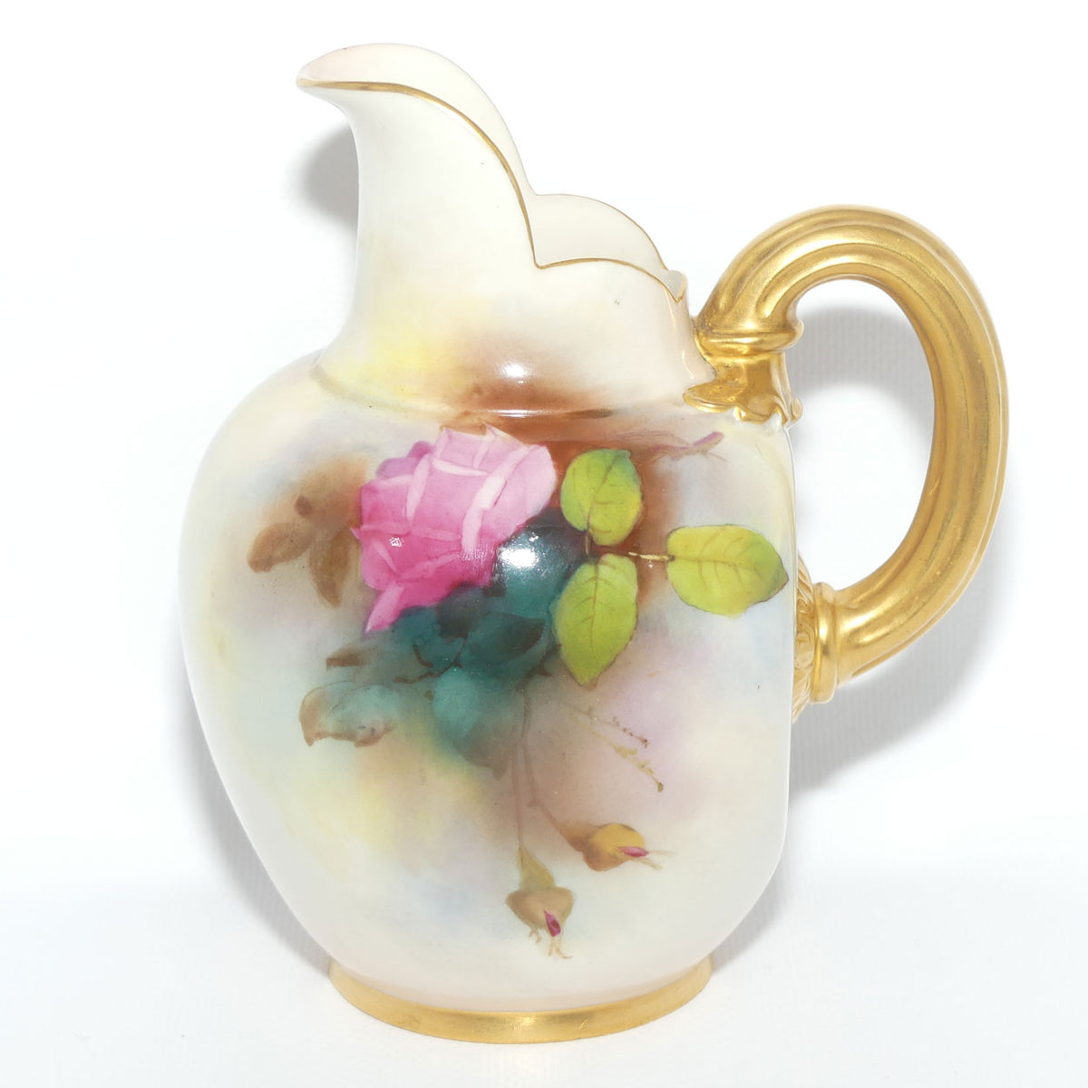 Royal Worcester hand painted Hadley Roses flatback jug